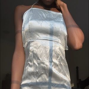 PLT SATIN PRINTED MINI DRESS —BACKLESS